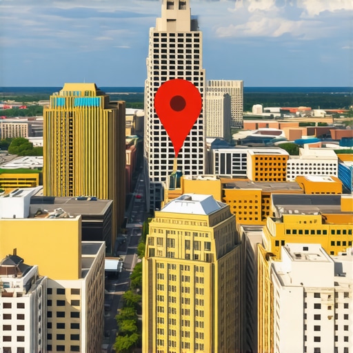 Cityscape of Fort Worth with digital map overlay