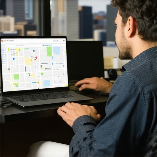 Fort Worth Local SEO Expert Analyzing Google Maps Data A professional SEO consultant reviewing Google Maps analytics with Fort Worth landmarks in background.