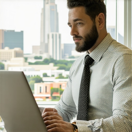 Fort Worth Local SEO Expert at Work SEO strategist analyzing local SEO strategies with Fort Worth cityscape in background