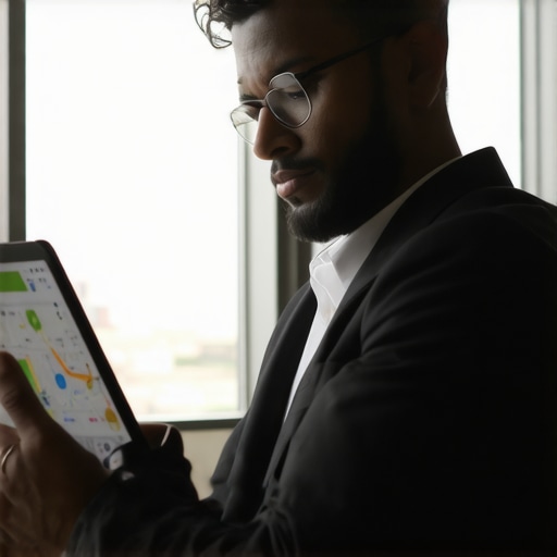Fort Worth Local SEO Strategy Business owner using tablet to analyze Google Maps data in Fort Worth