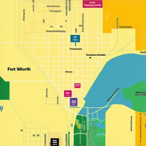Fort Worth city map showing landmarks and SEO analytics