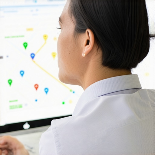 Business owner analyzing local SEO performance on a laptop.