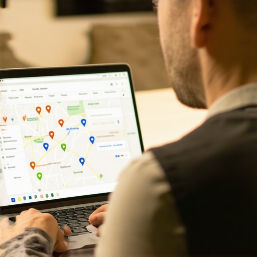 Business owner updating Google Maps profile on a laptop in Fort Worth