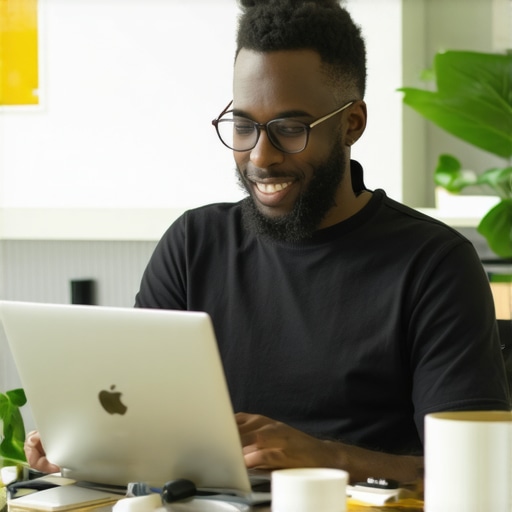 Business owner updating Google profile in Fort Worth shop