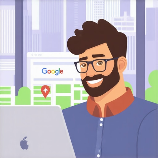 Business owner working on laptop with Google Maps on screen showcasing Fort Worth location