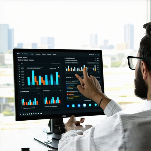 Digital marketer analyzing local SEO data with Fort Worth skyline.