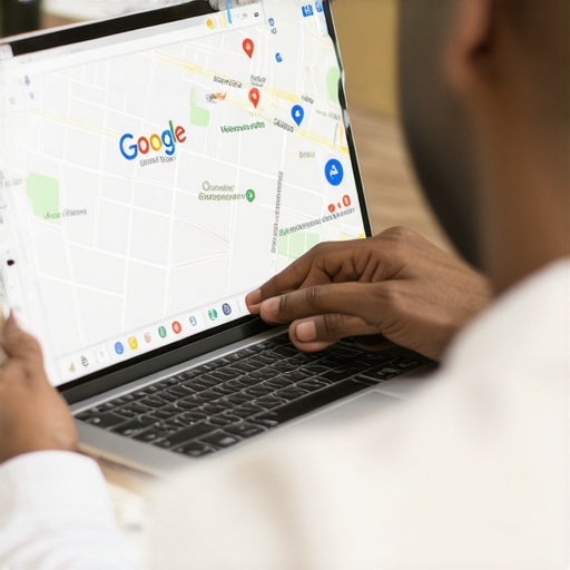 Person editing business details on a laptop with Google Maps open