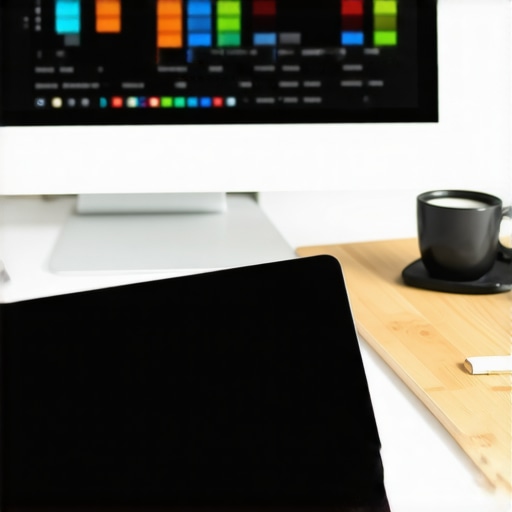 A workspace scene with SEO and analytics tools for local map ranking optimization.