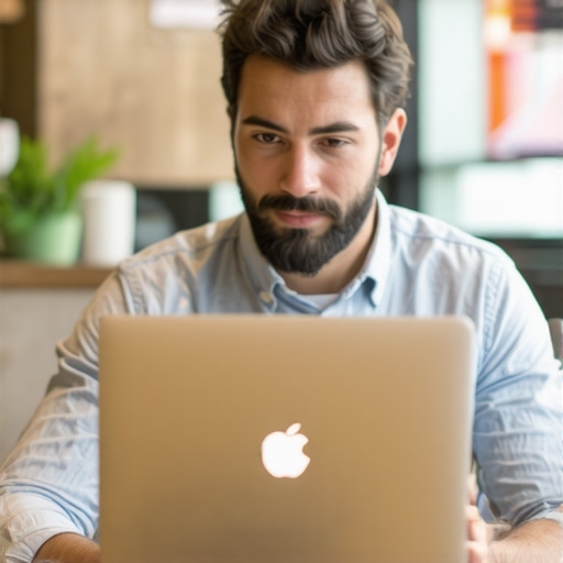 Business owner optimizing Google Maps profile on laptop