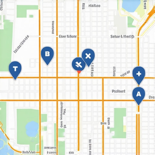 Fort Worth Map Technology Digital map overlay highlighting Fort Worth landmarks with advanced mapping features.