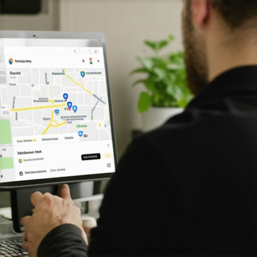 Business owner adding photos and details to Google Maps profile at Fort Worth shop