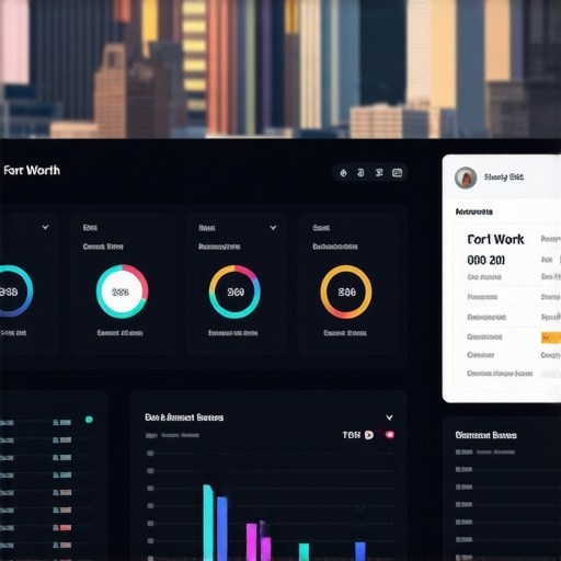 Screenshot of a local SEO tool display with Fort Worth reference points.