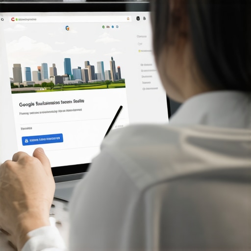 Person working on Google Business Profile with Fort Worth landmarks in background